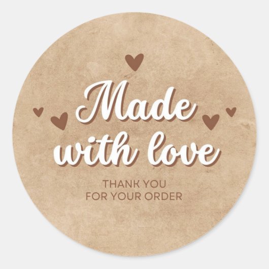Sticker Rond Fabriqué Avec Du Merci D'Amour Pour Votre Commande (Devant)