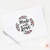 Sticker Rond Fabriqué avec la couronne de Noël d'amour (Enveloppe)