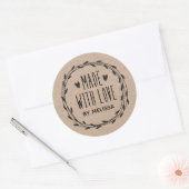Sticker Rond Fabriqué Avec L'Amour Kraft (Enveloppe)
