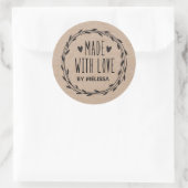 Sticker Rond Fabriqué Avec L'Amour Kraft (Sac)
