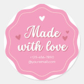 Sticker Rond Fabriqué avec l'amour main (Devant)