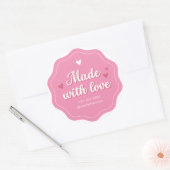 Sticker Rond Fabriqué avec l'amour main (Enveloppe)