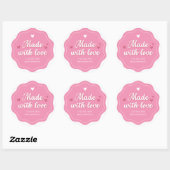 Sticker Rond Fabriqué avec l'amour main (Feuille)