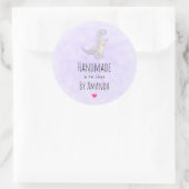 Sticker Rond Fabriqué avec l'amour mignonne gris Dinosaure Joue (Sac)