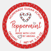 Sticker Rond Fabriqué Avec L'Amour Peppermint Scrub À Sucre Fai (Devant)