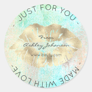 Sticker Rond Fabriqué Avec L'Amour Tiffany Gold Ocean Maquillag