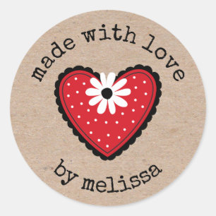 Sticker Rond Fabriqué avec le coeur de Kraft