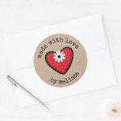 Sticker Rond Fabriqué Avec Le Coeur Kraft D'Amour (Enveloppe)