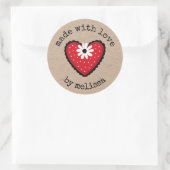 Sticker Rond Fabriqué Avec Le Coeur Kraft D'Amour (Sac)