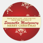 Sticker Rond Fabriqué avec Love Snowflake (rouge) (Devant)