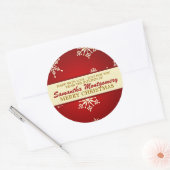Sticker Rond Fabriqué avec Love Snowflake (rouge) (Enveloppe)