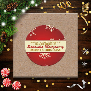 Sticker Rond Fabriqué avec Love Snowflake (rouge)