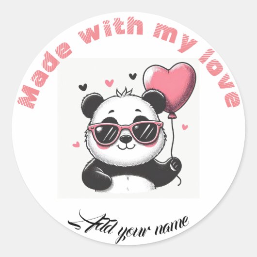 Sticker Rond Fabriqué avec panda d'amour (Devant)