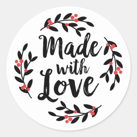 Sticker Rond Fabriqué Avec Un Script De Wreath D'Amour (Devant)