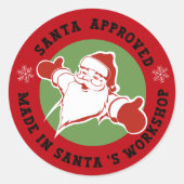 Sticker Rond Fabriqué dans l'Atelier du Père Noël Cadeau Rouge (Devant)