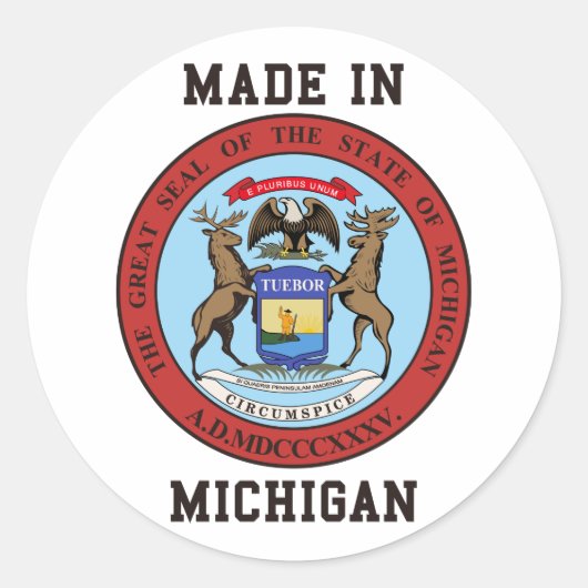 Sticker Rond Fabriqué Dans Le Michigan (Devant)
