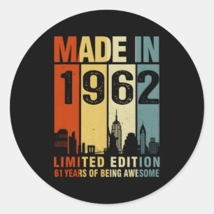 Sticker Rond Fabriqué En 1962 61 Ans D'Être Étonnant