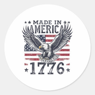 Sticker Rond Fabriqué en Amérique 1776 Aigle Usa Patriotique 4