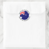 Sticker Rond Fabriqué en Australie avec drapeau rond et texte (Sac)