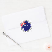 Sticker Rond Fabriqué en Australie avec drapeau rond et texte (Enveloppe)