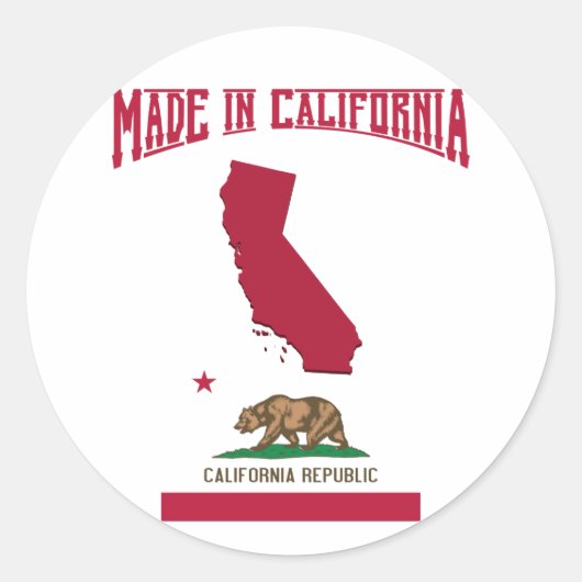 Sticker Rond Fabriqué en Californie (Devant)