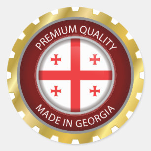 Sticker Rond Fabriqué en Géorgie Drapeau, Drapeau géorgien Icôn