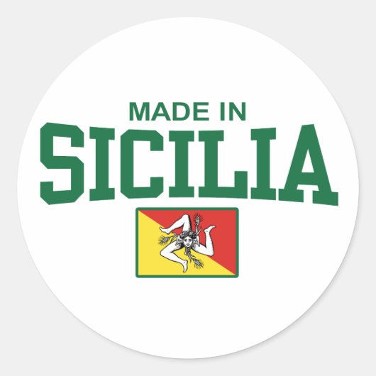 Sticker Rond Fabriqué en Sicile (Devant)
