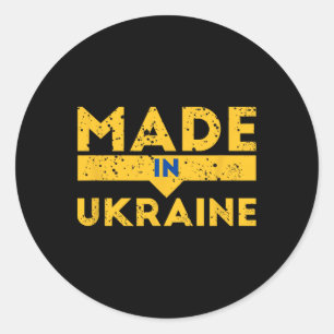 Sticker Rond Fabriqué en Ukraine Cadeau ukrainien Symboles ukra
