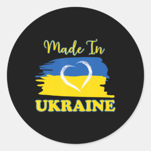 Sticker Rond Fabriqué En Ukraine Le Coeur Du Drapeau Ukrainien