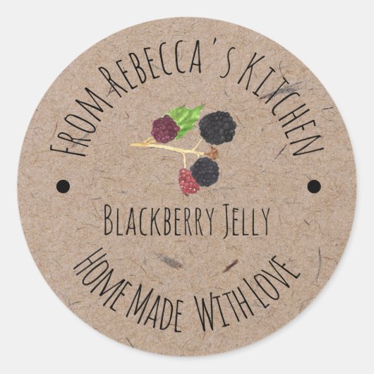 Sticker Rond Fabriqué maison avec amour Blackberry Bramble Jell (Devant)