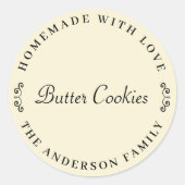 Sticker Rond Fabriqué maison avec amour cadeau de cuisson perso (Devant)