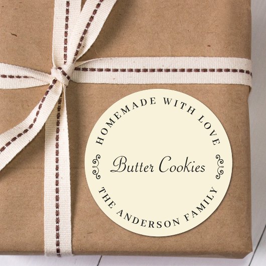 Sticker Rond Fabriqué maison avec amour cadeau de cuisson perso