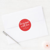 Sticker Rond Fabriqué maison avec amour cadeau rouge personnali (Enveloppe)