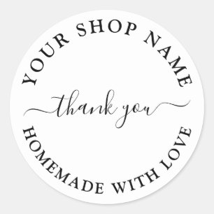 Sticker Rond Fabriqué maison avec amour - Merci moderne d'affai