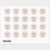 Sticker Rond Fabriqué maison avec amour noir script rose person (Feuille)