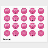 Sticker Rond Fabriqué maison avec amour rose (Feuille)
