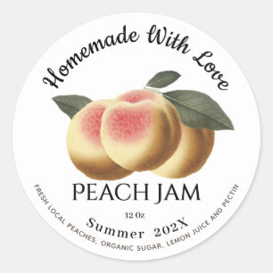 Sticker Rond Fabriqué Maison Avec Jam Peach Love Été 202X Class