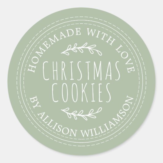 Sticker Rond Fabriqué maison moderne Cookies de Noël Laurel Gre (Devant)