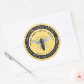 Sticker Rond Fabriqué Par Bees Queen Bee Pure Raw Miel Local (Enveloppe)