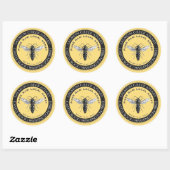 Sticker Rond Fabriqué Par Bees Queen Bee Pure Raw Miel Local (Feuille)