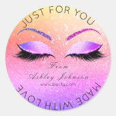 Sticker Rond Fabriqué Par Parties scintillant Lashes Beauty Omb (Devant)