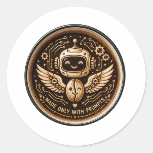 Sticker Rond Fabriqué Uniquement Avec Des Invites Drôle De Robo