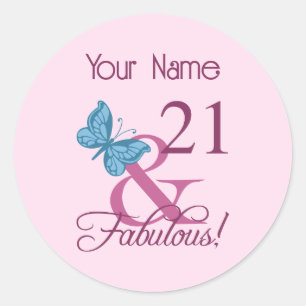 Sticker Rond Fabuleux 21e anniversaire