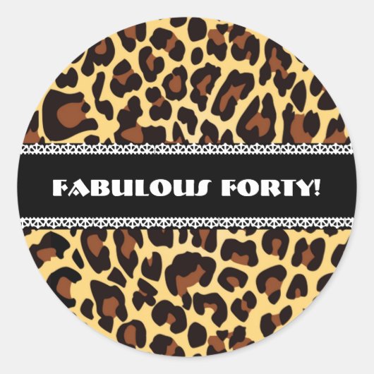 Sticker Rond Fabuleux 40e anniversaire Leopard et dentelle A11 (Devant)