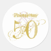 Sticker Rond Fabuleux & 50 Elegant Or rose papier d'anniversair (Devant)