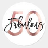 Sticker Rond Fabuleux 50ème | Moderne Elegant Rose Gold Anniver (Devant)