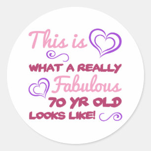 Sticker Rond Fabuleux 70e anniversaire pour les femmes
