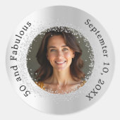 Sticker Rond Fabuleux anniversaire de la photo en argent (Devant)