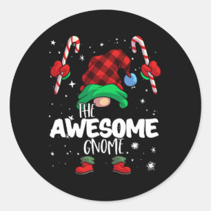 Sticker Rond fabuleux gnome rouge buffle plaid assorti famille