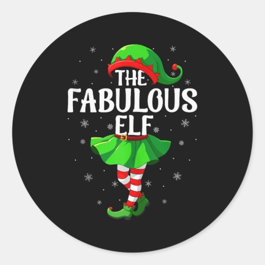 Sticker Rond Fabulous Elf Christmas Girls Women Elf Squad Xmas (Devant)